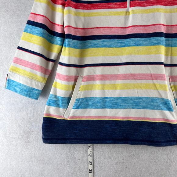 T By Talbots Med Pet Multicolor Striped Pullover 1/2 Zip 3/4 Sleeve Stretch Golf - Picture 4 of 13